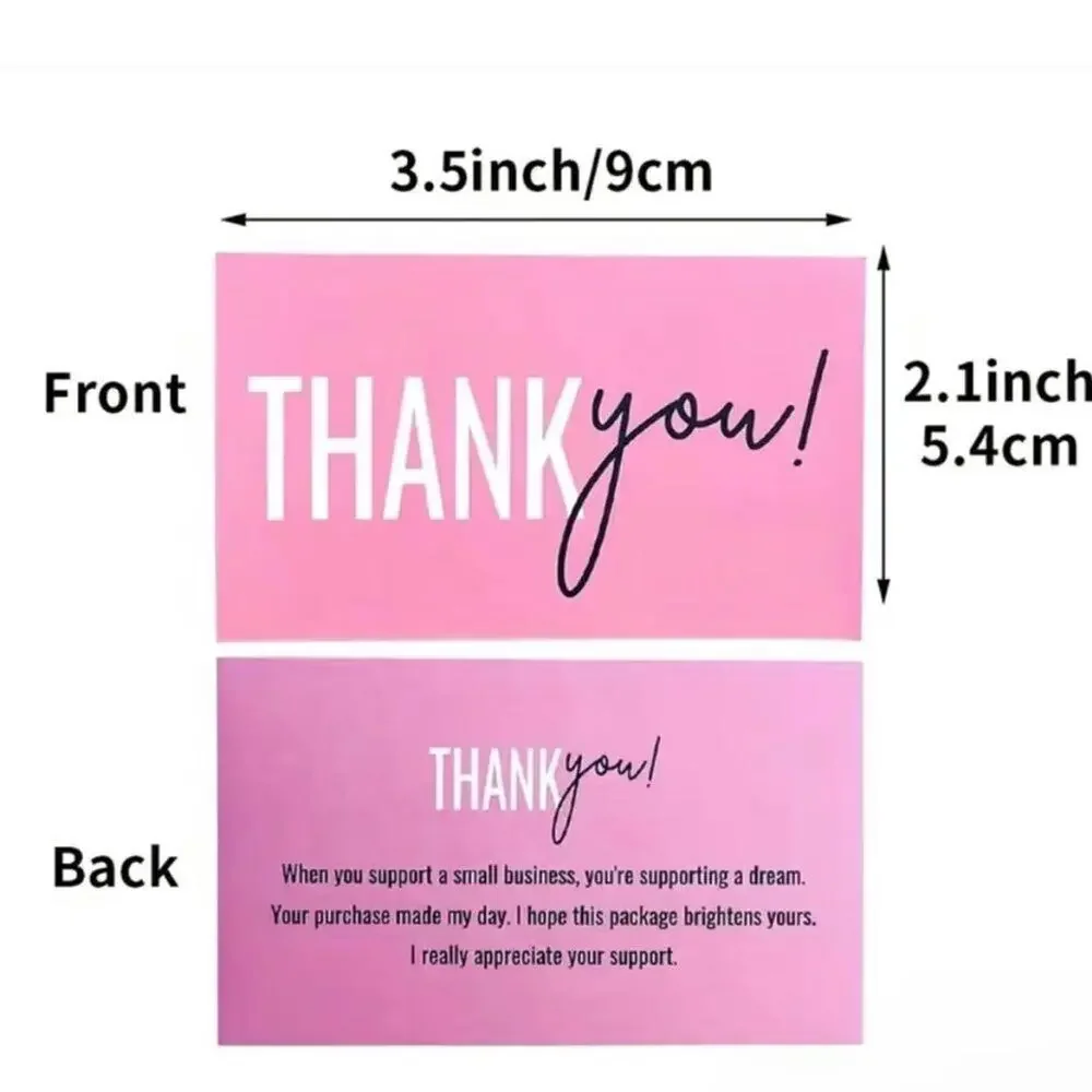 Pack of 50 thank you cards, pink!